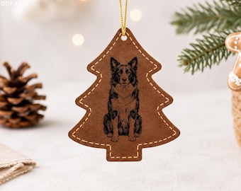 Custom Pet Leatherette Christmas Ornament Personalized Dog Cat Photo Engraved Memorial Gift Keepsake