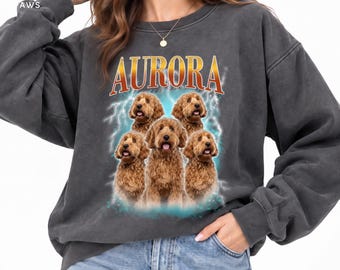 Custom Pet Comfort Colors Sweater Photo Portrait Personalized Pullover Vintage Sweatshirt Dog Cat Mom Gift