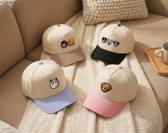Custom Embroidered Pet Two-Tone 5 Panel Baesball Cap Personalized Dog and Cat Baseball Cap