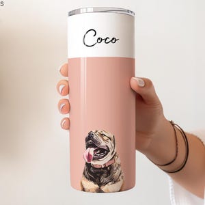 Custom Pet Insulated 20oz Skinny Tumbler with Straw Using Pet Photo + Name Custom Dog Tumbler Personalized Cup Custom Cat Tumbler Travel Mug