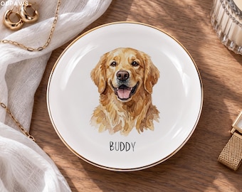 Personalisierte Schmuckschale mit Aquarell-Hundemotiv, personalisierte Katzen-Schmuckschale, Verlobungsring-Geschenk für Tierhalterinnen