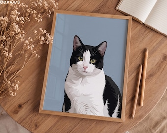 Customized Cat Drawing Digital Pet Photo Print Personalized Dog Artwork Poster Canvas Wall Decor