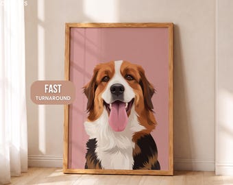 Personalized Dog Painting Digital Pet Print Custom Illustration Artwork Poster Memorial Gift Canvas Wall