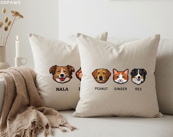 Custom Embroidered Cat Pillow Using Photo + Name Personalized Embroidery Pet and Dog Pillow Cases