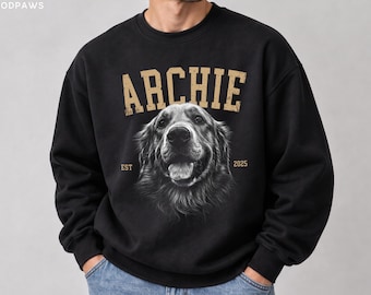 Custom Comfort Colors® Vintage Pet Sketch Sweatshirt Personalized Dog Cat Line Art Portrait Pullover