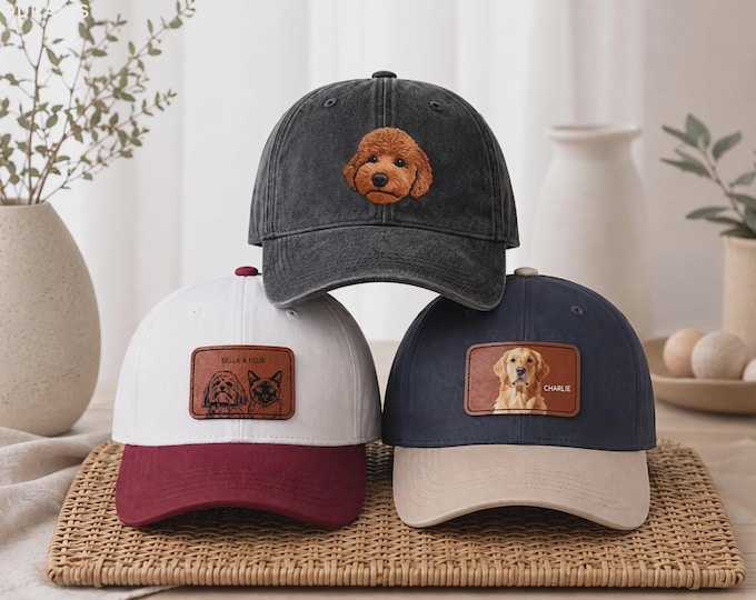 Custom Embroidered Pet Photo Dad Hat – Personalized Dog and Cat Baseball Cap