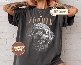 Custom Pet Line Art Sketch Shirt Personalized Dog Photo Tee Minimalist Cat Lover Gift Custom Dog Mom