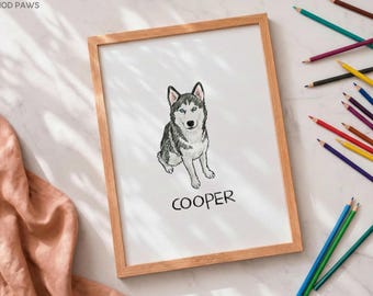 Custom Scribble Watercolor Dog Portraits | Personalized Digital Pet Memorial Art Painting Gift