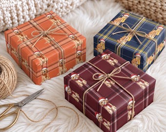 Individuell gestaltetes Geschenkpapier mit Karomuster für Haustiere, personalisiert mit Foto, Katzen-Weihnachtsgeschenk, Hunde-Geburtstagsgeschenk