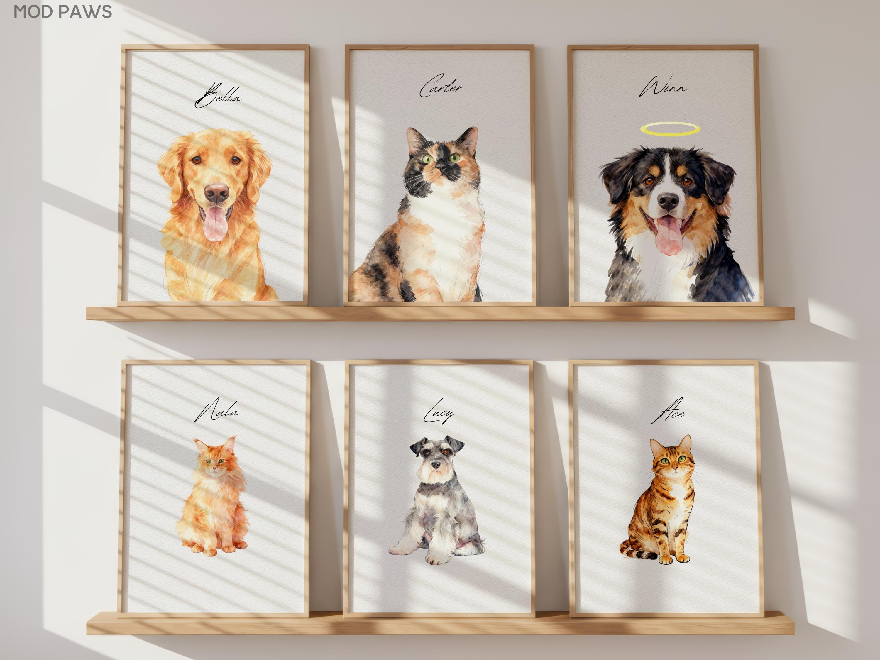 Custom Watercolor Portraits Using Pet Photo Personalized Digital Dog ...