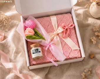 Personalized Pet Loss Care Package Sympathy Gift Box with Blanket and Memorial Candle