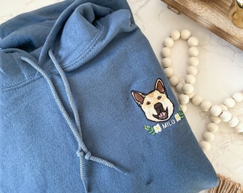 Custom EMBROIDERED Pet Hoodie Using Pet Photo + Name Custom Dog Hoodie Personalized Dog Hoody Custom Dog Custom Pet Hooded Sweatshirt