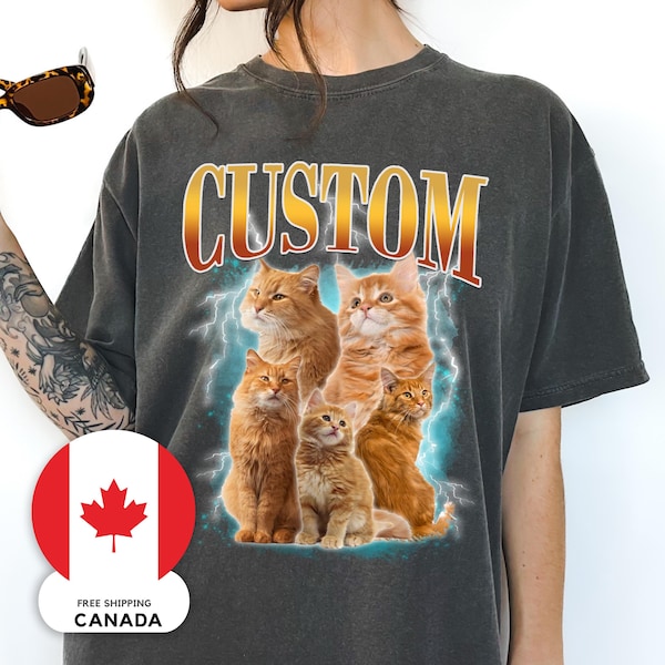 Custom Comfort Colors Vintage Bootleg Pet Shirt Pet Photo + Name Custom Dog Portrait Personalized Shirt Custom T Shirts Cat Shirt  Canada