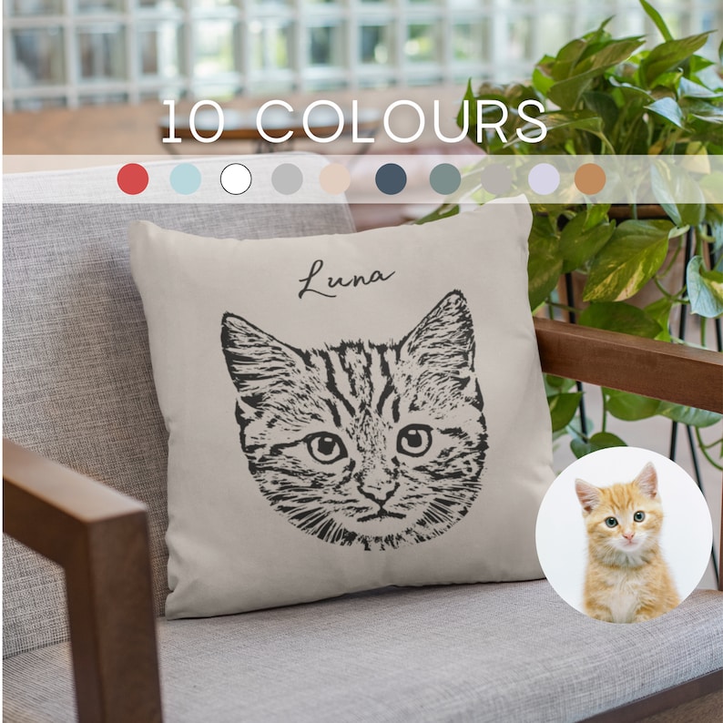 Custom Pet Pillow Using Pet Photo Name Custom Cat Pillow Personalized Cat Pillows Cases Cat Picture Pillow Pet Picture Pillow image 1