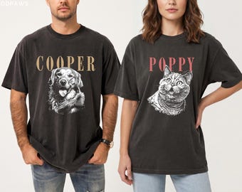 Custom Comfort Colors Pet Photo +  Name Shirt | Personalized Pet Shirt | Custom Dog Photo Shirt Cat Mom Gift Pet Loss Gift Dog Lover Gift