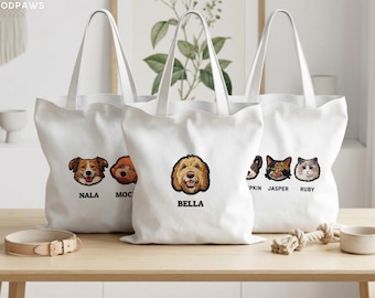 Custom Embroidered Pet Tote Bag Pet Photo Name Personalized Embroidery Dog & Cat Travel Bag