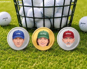 Custom Human Face Photo Golf Ball Marker Engraved Stainless Steel Personalized Hat Portrait Present