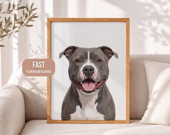 Custom Pet Artwork Digital Dog Painting Personalized Cat Memorial Poster Canvas Decor Wall Gift
