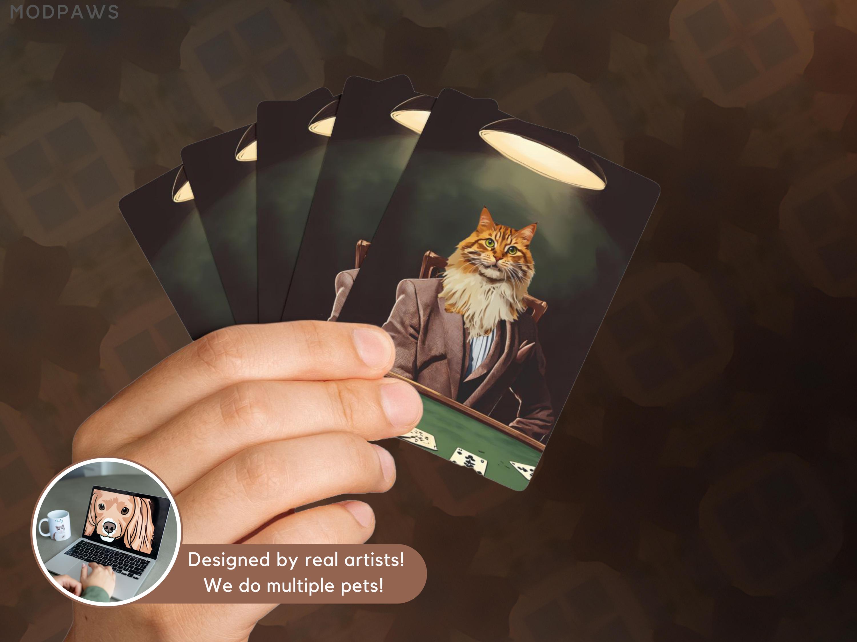 Vintage Katzen-Hunde Poker-Kartenspiel – 54 Karten, Alle Unterschiedlich, Mit Backup-Deck