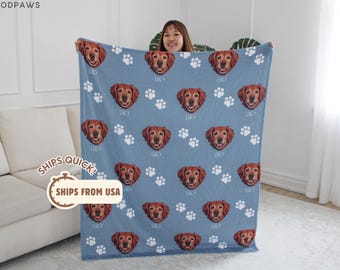 Custom Pet Blanket Using Pet Photo + Name Custom Dog Blanket Personalized Dog Blankets Cat Picture Blanket Pet Photo Blanket Dog Dad Gift