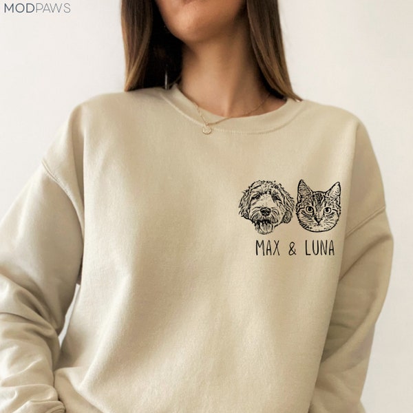 Custom Pet Sweater Using Pet Photo + Name Custom Dog Portrait Sweater Personalized Dog Pullover Dog Sweatshirt Dog Mom Gift Custom Cat Shirt