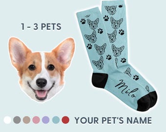Modern Custom Pet Socks Personalized Pet Socks Custom Dog Socks Custom Cat Socks Fathers Day Gifts Cat Dad Gift Dog Dad Gifts Dog Face Socks