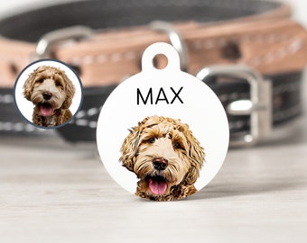 Custom Pet Tags Using Pet Photo + Name Dog ID Tags Name Dog Tag Pet ID Tags Personalized Dog Tags Cat ID Tags Dog Tags for Collars Cat Tag