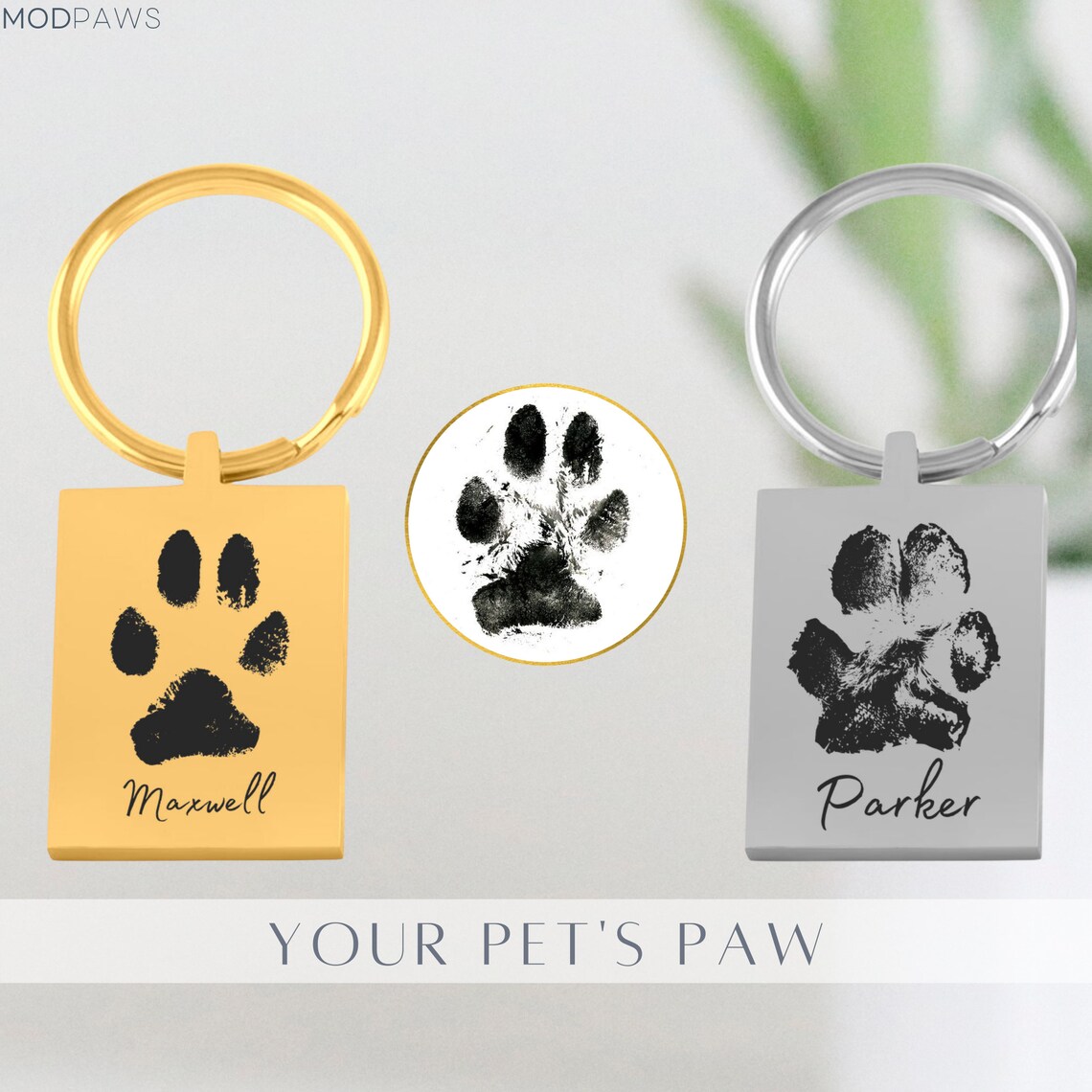 Custom Paw Print Keychain Using Pet Photo Name Personalized Etsy