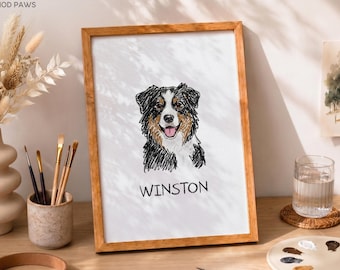 Custom Scribble Watercolor Pet Portraits | Personalized Digital Dog and Cat Memorial Painting Art
