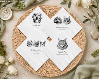 Custom Dog Wedding Napkins with Pet Photo Personalized Cat Cocktail Serviettes Cloth Paper Party Decorations