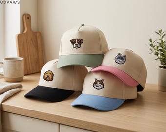 Custom Embroidered Dog Two-Tone 5 Panel Baesball Cap Personalized Pet and Cat Baseball Cap