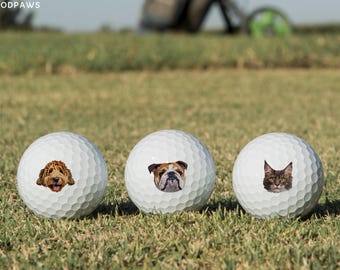 Pelotas de golf personalizadas con foto de mascota. Regalo de golf personalizado con foto de mascota (paquete de seis). Regalo personalizado para golfistas y dueños de mascotas.