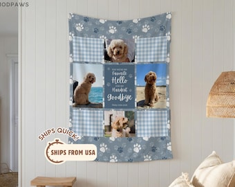 Custom Pet Loss Remembrance Blanket Personalized Photo Collage Gift Cat Dog Memorial Throw