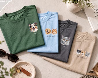 Custom Comfort Colors® Watercolor Pet Photo Name Shirt Personalized Dog Cat Portrait Graphic T-Shirt