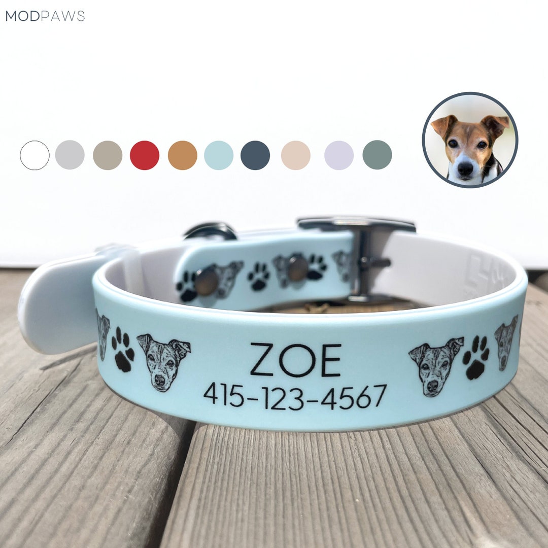 Waterproof Personalized Dog Collar Using Pet Photo Name Heavy Duty Custom Dog Collar Custom Cat
