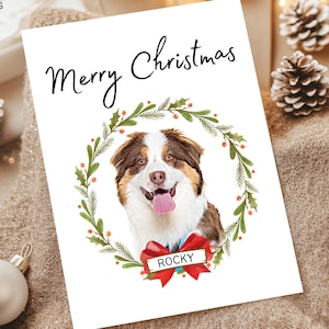 Tarjeta de Navidad personalizada para mascotas con retrato de mascota Tarjeta de Navidad personalizada para gatos Tarjetas de Navidad para boxers Tarjeta de Navidad divertida para perros Dachshund