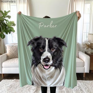 Individuelle Haustierdecke mit Haustierfoto + Name Personalisierte Hundedecke Gestalte Hundedecken Katzenbilddecke Haustier Fotodecke Hund Papa Geschenk