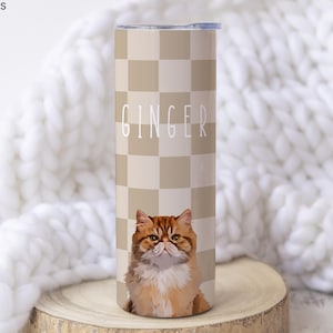 Custom Pet Insulated 20oz Skinny Tumbler with Straw Using Pet Photo + Name Custom Dog Tumbler Personalized Cup Custom Cat Tumbler Travel Mug