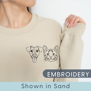 Custom EMBROIDERED Pet Sweater Using Pet Photo + Name Custom Dog Portrait Sweater Personalized Dog Pullover Sweatshirt Custom Cat Crewneck