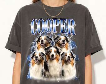 Custom Comfort Colors Vintage Bootleg Pet Shirt Dog Cat Photo Portrait Tee Dog Mom New Launch Sale