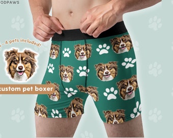 Custom Pet Boxers Using Pet Photo Personalized Dog Men's Underwear Mens Undies for Men Undergarments Cat Briefs Womens Boxers Boys Underwear