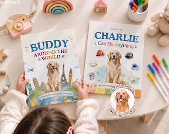 Personalized Dog Cat Photo Coloring Book Custom Pet Lover World Traveller & Career Activity Book
