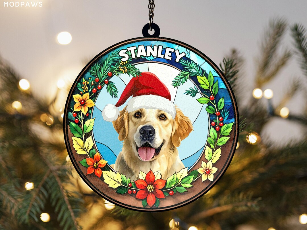 Custom Pet Stained Glass Acrylic Ornament Using Pet's Photo + Name ...