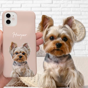 Coque de téléphone personnalisée pour animal de compagnie avec photo d'animal de compagnie + nom Coque de téléphone personnalisée pour chien Coque de téléphone personnalisée chat Coque de téléphone personnalisée dessin chien cadeau commémoratif