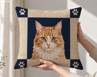Individuell gewebtes Katzenkissen mit personalisiertem Hundefoto – Kissenbezug für Zuhause, Erinnerungsstück, Geschenk