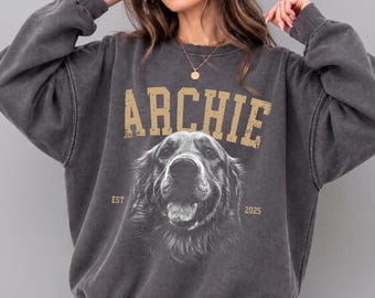 Custom Vintage Dog Sketch Sweater Photo Line Art Portrait Personalized Cat Comfort Colors® Pullover Sweatshirt