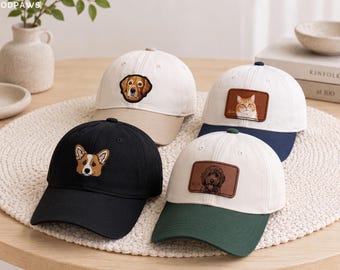 Anpassad broderad husdjursfoto pappahatt personlig hundkatt basebollkeps unik handgjord souvenir