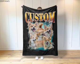 Custom Pet Blanket Using Pet Photo + Name Custom Dog Blanket Personalized Dog Blankets Cat Picture Blanket Pet Photo Blanket Dog Dad Gift