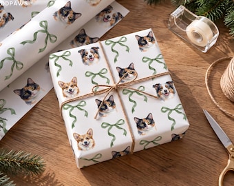 Custom Wrapping Paper Using Pet Photo Personalized Dog Christmas Gift Wrap Cat Cover Present