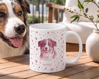 Personalized Terrazzo Dog Photo Coffee Mug Custom Pet Portrait Picture Ceramic Drinkware Name Gift